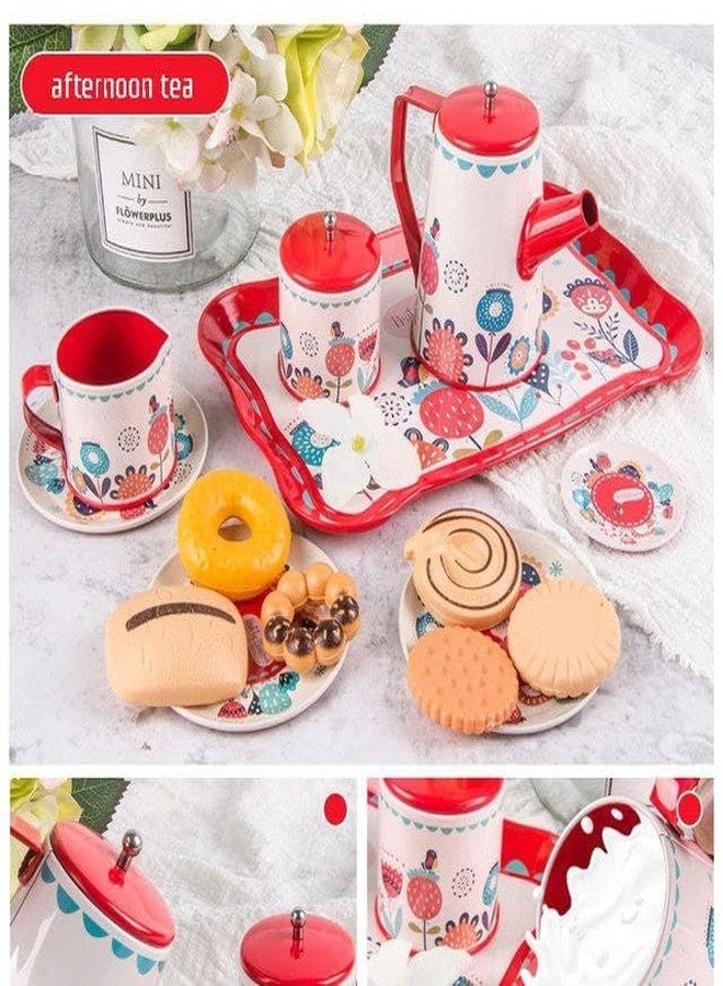 SKYBUCKET Childrens Tea Party Playsetor Girls Toddler Tea Time setith Metal Teapots, Cups & Dishes, Princess Toys with Carry Case for Kids - Image 5